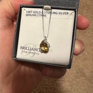 Brilliance 10KT Gold Sterling Silver Citrine Necklace
